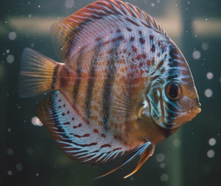 A.I. generated image of a somewhat plain discus fish in an aquarium